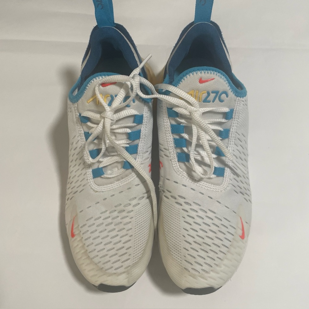 Nike Air Max 270 Sneakers - White, Blue, Coral size 8